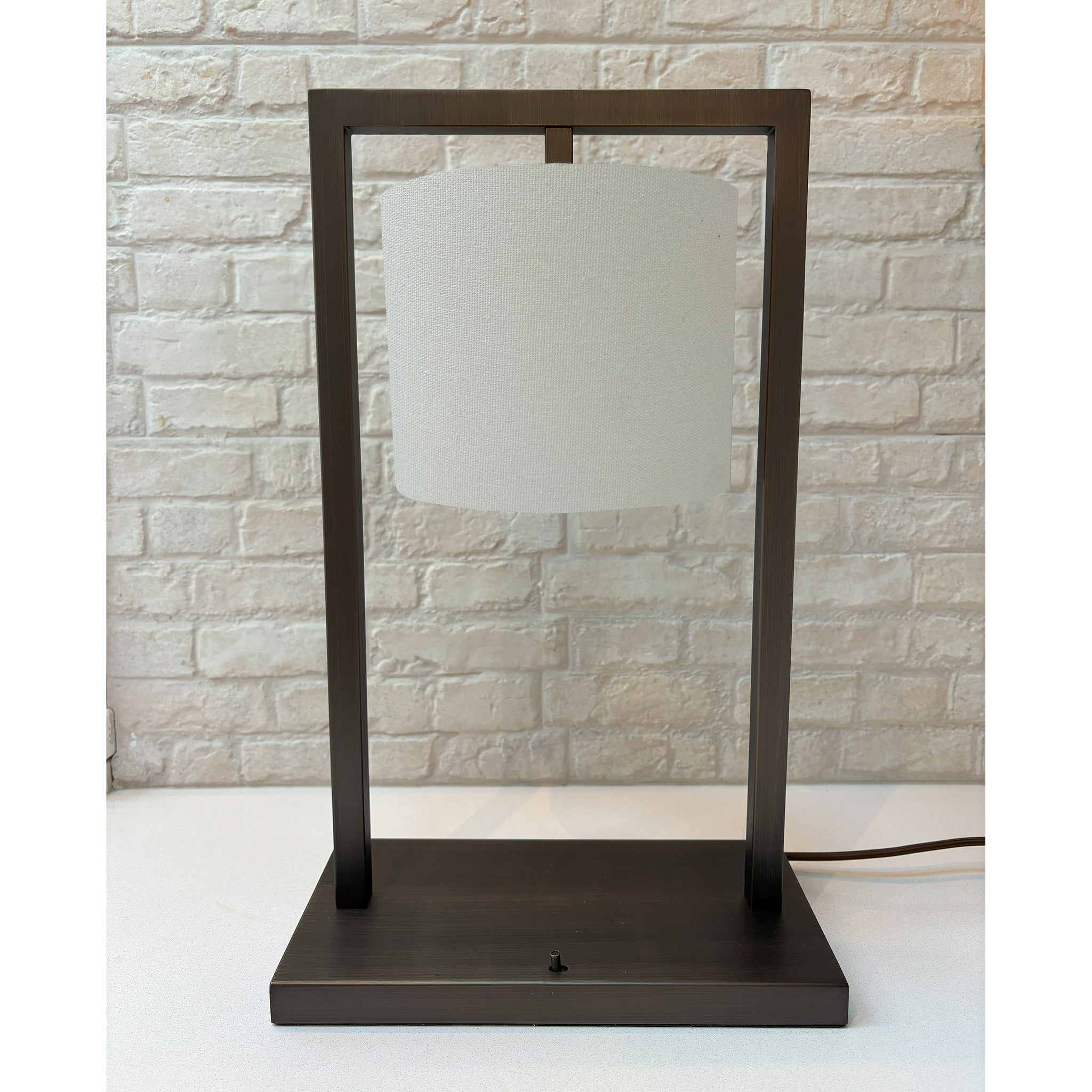 Square Frame Table Lamp in Satin Black